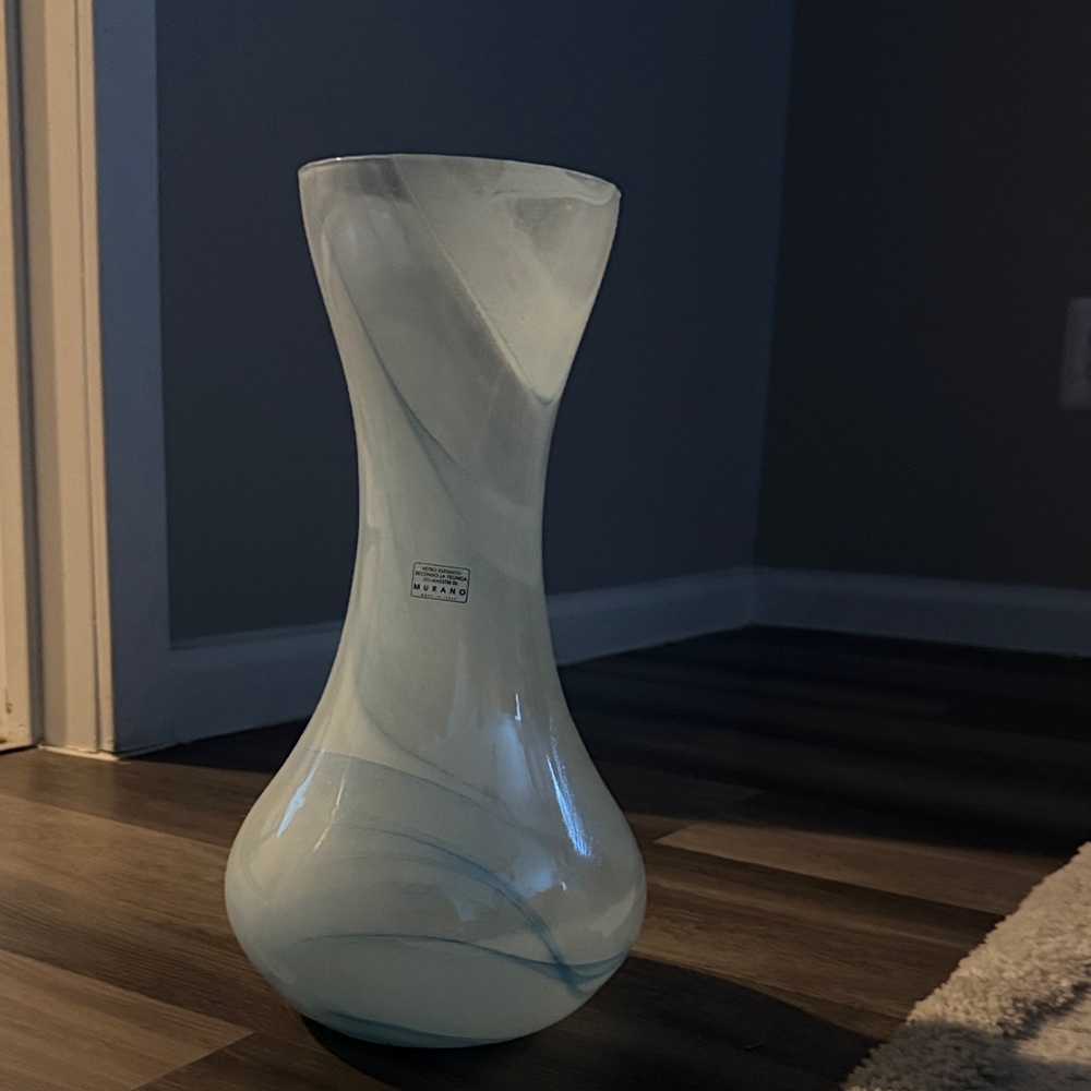 Murano White and Blue Artistic Vase